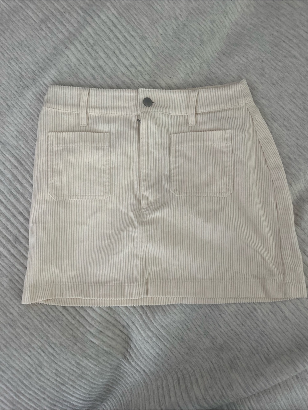 Cream Corduroy Mini Skirt